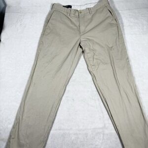 Polo Ralph Lauren Pants Mens 36x34 Khaki Preston Chino Flat Front Preppy Casual